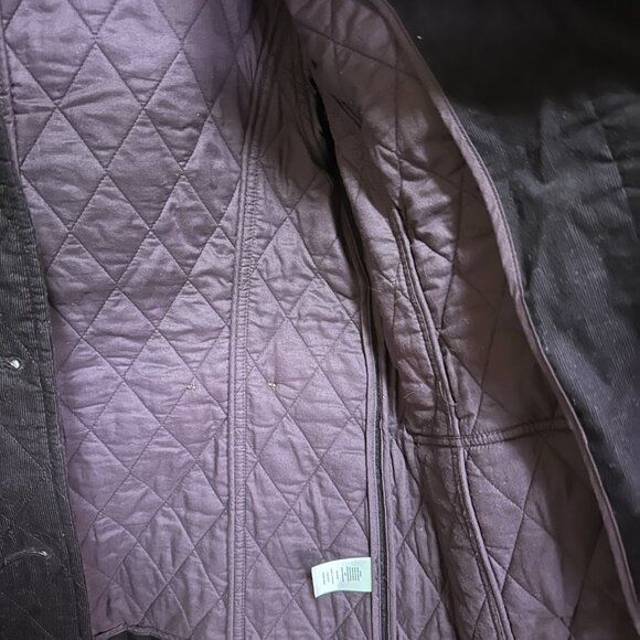 Talbots Quilted Corduroy Coat in Dark Purple with Plaid Accents, Size Medium - Picture 9 of 10